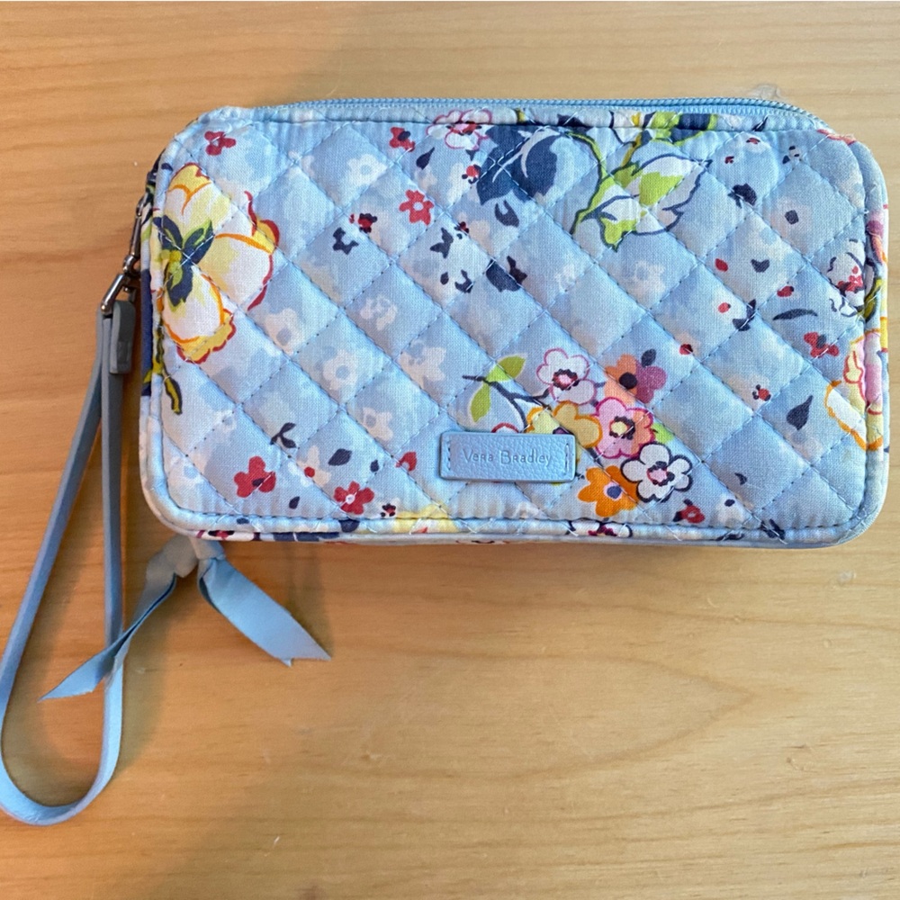 Vera Bradley Blue Floral Quilted Wristlet